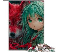 1000 Pieces Jigsaw Puzzles For Teens And Adults Red Wolf And Girl, Family Game Stress Reliever Difficult Challenge A Work of Art for Ages 14+ (Size 26x38cm)