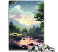 1000 Pieces Jigsaw Puzzles For Teens And Adults River Camping Educational Family Game Is Ideal As Gifts for The Whole Family for 14+ 26x38cm