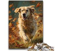 1000 Pieces Jigsaw Puzzles For Teens And Adults Running Golden Retriever Stress Reliever Difficult Challenge Suitable for Desktop Decoration 50x75cm