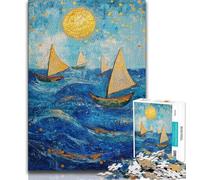 1000 Pieces Jigsaw Puzzles For Teens And Adults Sailboat Oil Painting,Vibrant And Unique Design Relaxing & Challenging Puzzle Experience (38x26cm)