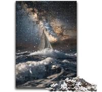 1000 Pieces Jigsaw Puzzles For Teens And Adults Sailboat on The Sea Under The Galaxy Learning Educational Toys Fun at Home Activities, Birthday Present,Travel Gifts 50x75cm