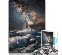 1000 Pieces Jigsaw Puzzles For Teens And Adults Sailboat on The Sea Under The Galaxy Teenager Puzzles,for Challenging Toy Game And Family Play 26x38cm