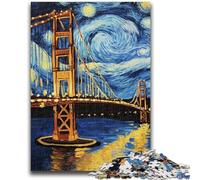 1000 Pieces Jigsaw Puzzles For Teens And Adults San Francisco Bridge at Night Stress Reliever Difficult Challenge Is Ideal As Gifts for The Whole Family 26x38cm