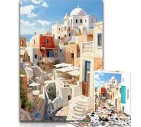 1000 Pieces Jigsaw Puzzles For Teens And Adults Santorini Greece Travel,Challenging Game Toys for Is Ideal As A Gift for The Whole Family (38x26cm)