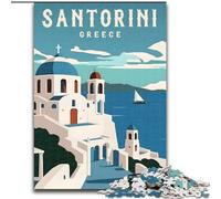 1000 Pieces Jigsaw Puzzles For Teens And Adults Santorini Greece Travel Stress Reliever Difficult Challenge Every Piece Is Unique - Challenging Family Fun Game (50x75cm) 1000pcs