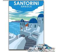 1000 Pieces Jigsaw Puzzles For Teens And Adults Santorini Greece Travel, Suitable for People Aged 14 And Above Educational Games Secret Santa Gifts 50x75cm