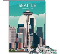 1000 Pieces Jigsaw Puzzles For Teens And Adults Seattle Washington Travel Print, Toy Intellectual Game Enhance Love between Couples for Ages 14+ 50x75cm