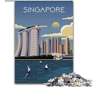 1000 Pieces Jigsaw Puzzles For Teens And Adults Singapore City Art Travel, Suitable for People Aged 14 And Above Educational Games Secret Santa Gifts 26x38cm