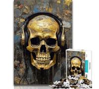 1000 Pieces Jigsaw Puzzles For Teens And Adults Skeleton Wearing Headphones,for Educational Game Challenge Toy Deal As Gifts for The Whole Family (75x50cm)