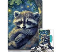 1000 Pieces Jigsaw Puzzles For Teens And Adults Sleeping Raccoon 1000 Pieces for Adults,Educational Stress Relief Toy Great Gifts And Toys 50x75cm