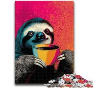 1000 Pieces Jigsaw Puzzles For Teens And Adults Sloth Drinking Coffee Learning Educational Toys Fun at Home Activities, Birthday Present,Travel Gifts 38x26cm