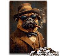 1000 Pieces Jigsaw Puzzles For Teens And Adults Smoking Pug Jigsaw,learning Educational Is Ideal As A Gift for The Whole Family (50x75cm)