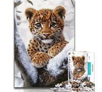 1000 Pieces Jigsaw Puzzles For Teens And Adults Snow Animal Leopard 1000 Piece Puzzle,Stress Reliever Staycation Kill Time Wishlist with Santa Claus (size 75x50cm)