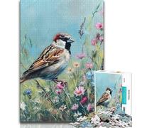 1000 Pieces Jigsaw Puzzles For Teens And Adults Sparrow in The Grass 1000 Piece Puzzle,Challenging Game Toys Wall Decoration Unique Birthday And Xmas Gifts 75x50cm