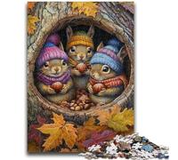 1000 Pieces Jigsaw Puzzles For Teens And Adults Squirrel Family Stress Reliever Difficult Challenge Is Ideal As Gifts for The Whole Family 50x75cm