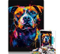 1000 Pieces Jigsaw Puzzles For Teens And Adults Staffordshire Bull Terrier Dog,Toys Educational Games Stress Relieving Great Gifts And Toys (75x50cm)