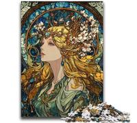 1000 Pieces Jigsaw Puzzles For Teens And Adults Stained Glass Goddess Brain Teaser Game Wall Decoration Unique Birthday And Xmas Gifts 26x38cm