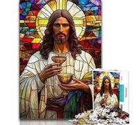 1000 Pieces Jigsaw Puzzles For Teens And Adults Stained Glass Jesus Adult Jigsaw,Educational Toys & Games for Adults And Teenagers (size 38x26cm)