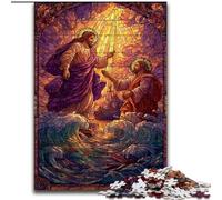 1000 Pieces Jigsaw Puzzles For Teens And Adults Stained Glass Jesus, Family Activity Unique Home Decor And Gifts for Ages 14+ (Size 26x38cm)