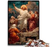 1000 Pieces Jigsaw Puzzles For Teens And Adults Stained Glass Jesus Stress Reliever Difficult Challenge with Matching Poster And Trivia Sheet 50x75cm