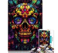 1000 Pieces Jigsaw Puzzles For Teens And Adults Stained Glass Skull Puzzles,is Ideal As Gifts for The Whole Family for Age 14 (size 75x50cm)