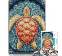 1000 Pieces Jigsaw Puzzles For Teens And Adults Stained Glass Turtle Puzzles for Adults,Learning Educational Toys Family Games Gifts for Friends And Family 75x50cm