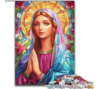 1000 Pieces Jigsaw Puzzles For Teens And Adults Stained Glass Virgin Mary, Educational Games Home Decoration Is Ideal As A Gift for The Whole Family 50x75cm
