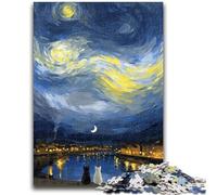 1000 Pieces Jigsaw Puzzles For Teens And Adults Starry Sky Black And White Cat 1000 Piece Puzzle,Family Game Stress Reliever Difficult Challenge Suitable for Couples (38x26cm)