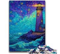 1000 Pieces Jigsaw Puzzles For Teens And Adults Starry Sky Lighthouse 1000 Piece Puzzle,Family Game Stress Reliever Difficult Challenge Suitable for Couples (38x26cm)