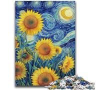 1000 Pieces Jigsaw Puzzles For Teens And Adults Starry Sky Sunflower 1000 Piece Puzzle,Staycation Kill Time with Fully Interlocking Randomly Shaped Pieces (26x38cm)