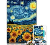 1000 Pieces Jigsaw Puzzles For Teens And Adults Starry Sky Sunflower Adult Jigsaw,Staycation Kill Time with Fully Interlocking Randomly Shaped Pieces 26x38cm