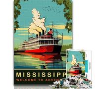 1000 Pieces Jigsaw Puzzles For Teens And Adults Steamboat Cruises,Challenging Game Toys for Is Ideal As A Gift for The Whole Family (38x26cm)