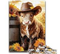 1000 Pieces Jigsaw Puzzles For Teens And Adults Sunflower Cow Adult Jigsaw,Staycation Kill Time with Fully Interlocking Randomly Shaped Pieces (38x26cm)