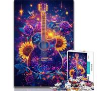 1000 Pieces Jigsaw Puzzles For Teens And Adults Sunflower Guitar Teenager Puzzles,for Challenging Toy Game And Family Play 26x38cm