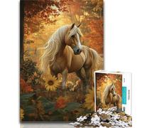 1000 Pieces Jigsaw Puzzles For Teens And Adults Sunflower Horse Puzzles for Adults,Family Game Stress Reliever Difficult Challenge Suitable for Couples (size 38x26cm)
