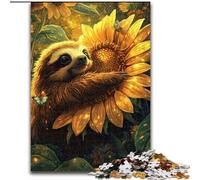 1000 Pieces Jigsaw Puzzles For Teens And Adults Sunflower Sloth, Educational Games Home Decoration Is Ideal As A Gift for The Whole Family 50x75cm