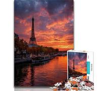 1000 Pieces Jigsaw Puzzles For Teens And Adults Sunset Eiffel Teenager Puzzles,Toys Educational Games Stress Relieving Unique Birthday And Gifts (size 38x26cm)