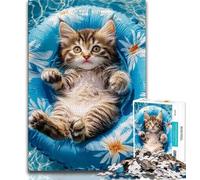 1000 Pieces Jigsaw Puzzles For Teens And Adults Swimming Cat,for Educational Game Challenge Toy Unique Home Decor And Gifts 38x26cm