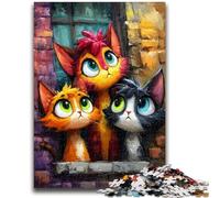 1000 Pieces Jigsaw Puzzles For Teens And Adults Three Cats Brain Teaser Game Educational Game for Birthday, Chrismas for for Age 14 50x75cm