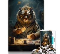 1000 Pieces Jigsaw Puzzles For Teens And Adults Tiger Poker 1000 Pieces for Adults,deal As Gifts for The Whole Family for Ages 14+ 38x26cm