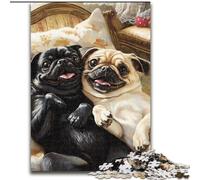 1000 Pieces Jigsaw Puzzles For Teens And Adults Two Pugs, Family Game Stress Reliever Difficult Challenge A Work of Art for Ages 14+ (Size 50x75cm)