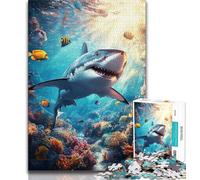 1000 Pieces Jigsaw Puzzles For Teens And Adults Undersea Shark,Stress Reliever Difficult Challenge Is Ideal As Gifts for The Whole Family (75x50cm)