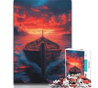 1000 Pieces Jigsaw Puzzles For Teens And Adults Viking Drakkar Boat 1000 Piece Puzzle,Stress Reliever Staycation Kill Time Wishlist with Santa Claus (size 75x50cm)