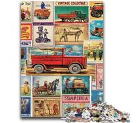 1000 Pieces Jigsaw Puzzles For Teens And Adults Vintage Postage Stamps Collage 1000 Piece Puzzle,Family Game Stress Reliever Difficult Challenge Suitable for Couples (50x75cm)