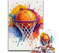 1000 Pieces Jigsaw Puzzles For Teens And Adults Watercolor Basketball,Stress Reliever Difficult Challenge Is Ideal As Gifts for The Whole Family (75x50cm)