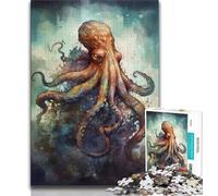 1000 Pieces Jigsaw Puzzles For Teens And Adults Watercolour Octopus Teenager Puzzles,for Challenging Toy Game And Family Play 26x38cm