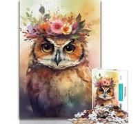 1000 Pieces Jigsaw Puzzles For Teens And Adults Watercolour Owl Puzzles for Adults,Family Game Stress Reliever Difficult Challenge Suitable for Couples (size 38x26cm)