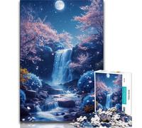 1000 Pieces Jigsaw Puzzles For Teens And Adults Waterfall Close to Moon Teenager Puzzles,for Challenging Toy Game And Family Play 75x50cm
