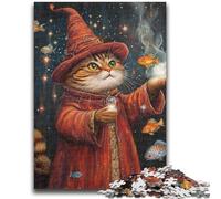 1000 Pieces Jigsaw Puzzles For Teens And Adults Wizard Cat Brain Teaser Game Wall Decoration Unique Birthday And Xmas Gifts 26x38cm