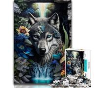 1000 Pieces Jigsaw Puzzles For Teens And Adults Wolf in Mandala Jungle Puzzles for Adults,Interesting Stress Reduction Parent-child Interaction 75x50cm